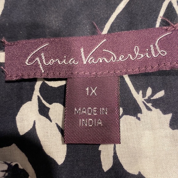 P womens Gloria Vanderbilt floral black long sleeve button up plus size shirt 1X - Picture 3 of 4